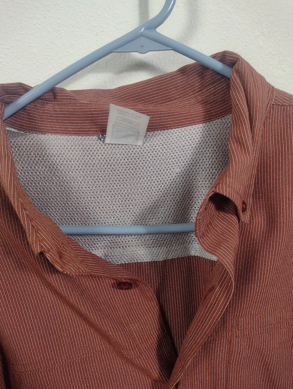 The North Face Striped Modal Button Up Zip Pocket Roll Tab Sleeve Hiking Shirt